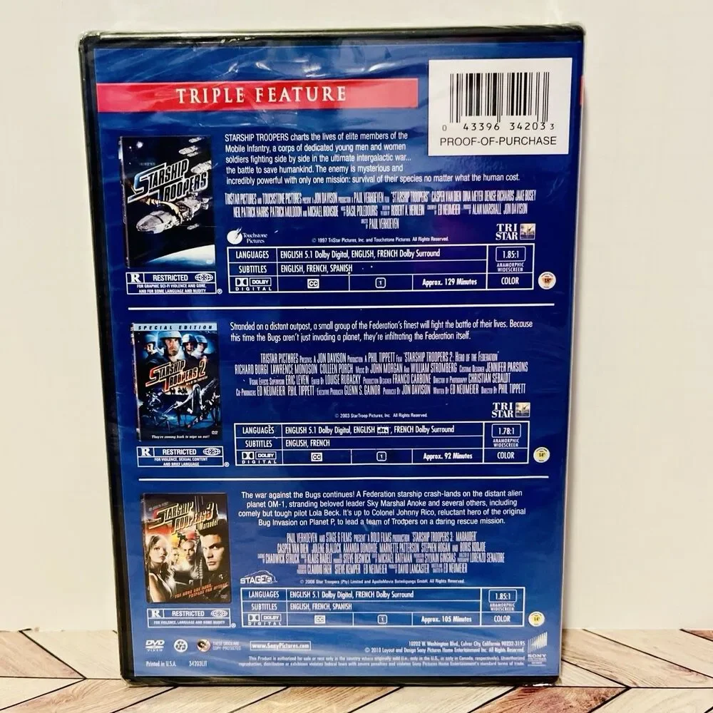 Starship Troopers Trilogy DVD‎ 3 Disc Set 2 Heroes of the Federation 3 Marauder